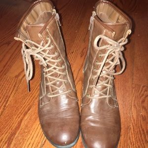 Brown combat boots
